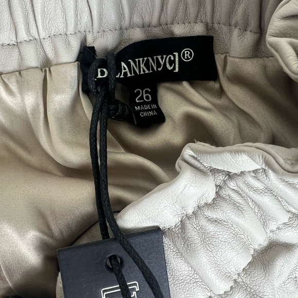 Blank NYC | Vegan Leather Scalloped Hem Track Shorts Taupe | 26 - Picture 8 of 11